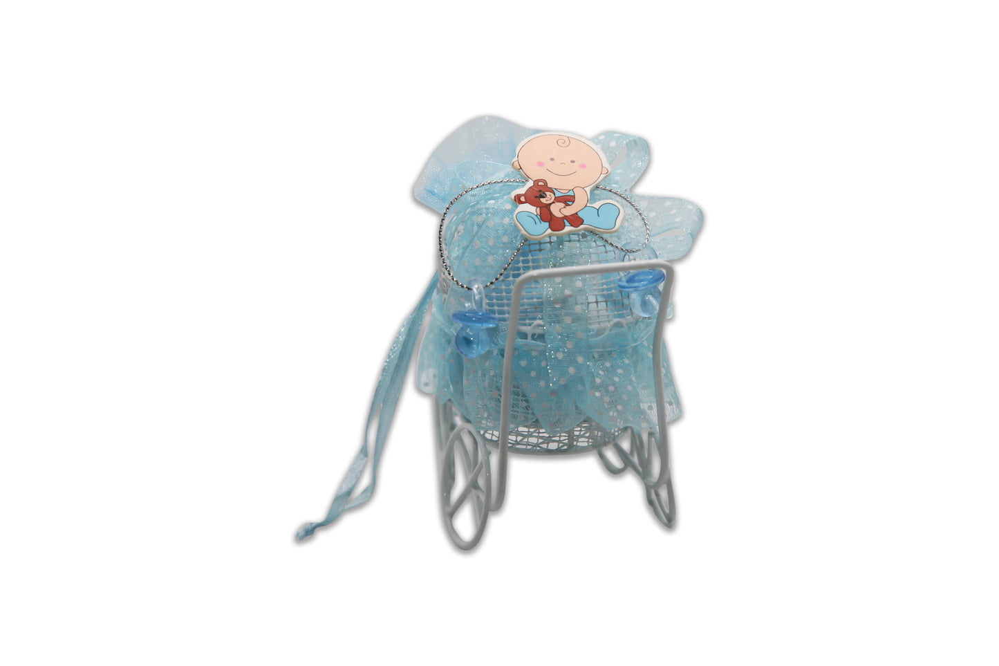 Baby Boy Stroller - Jordan Almonds Blue and White - Decorated Toy Favor