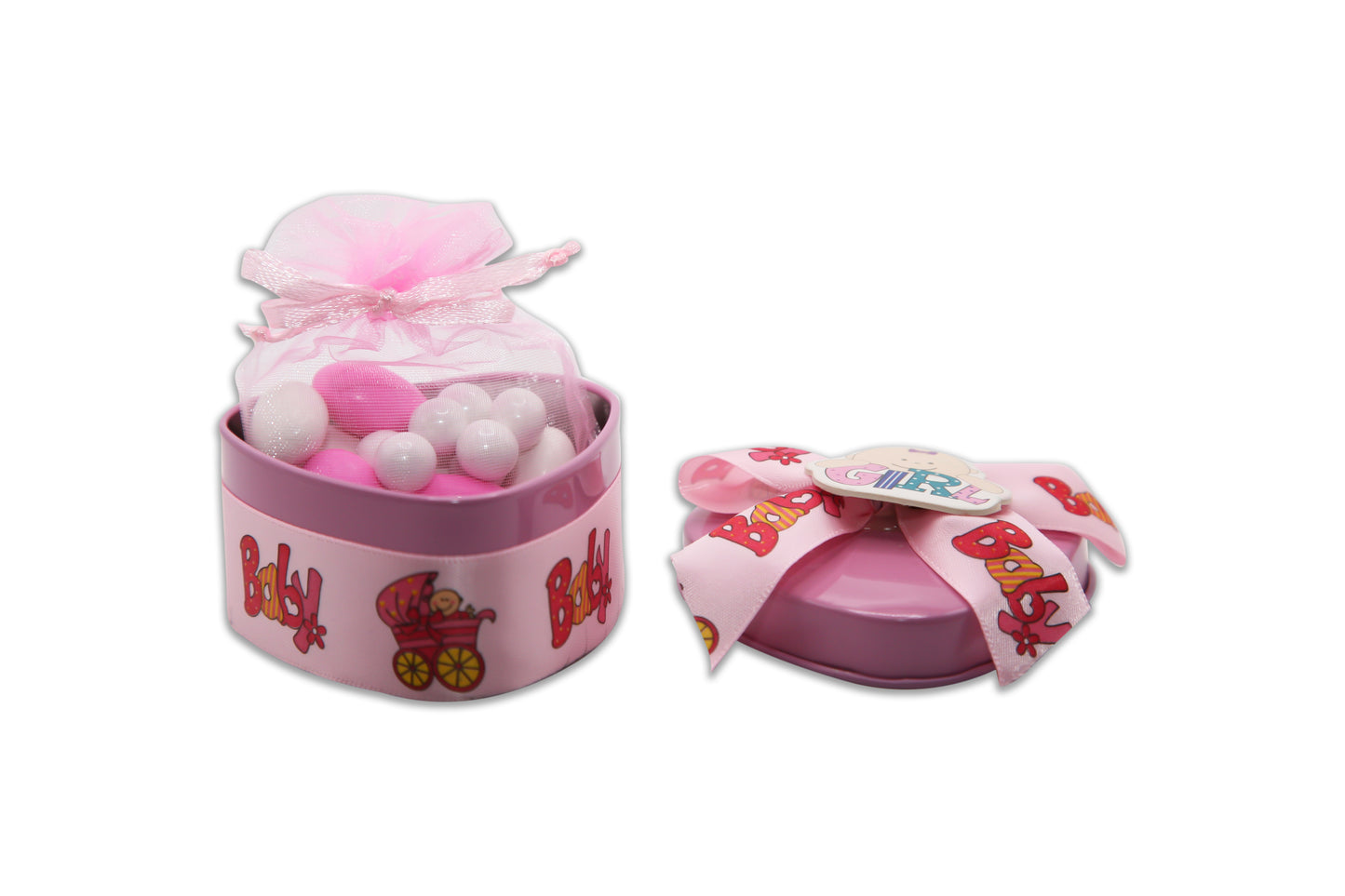 Baby Girl - Mixed Sixlets Chocolates & Jordan Almonds - Decorated Toy Favor