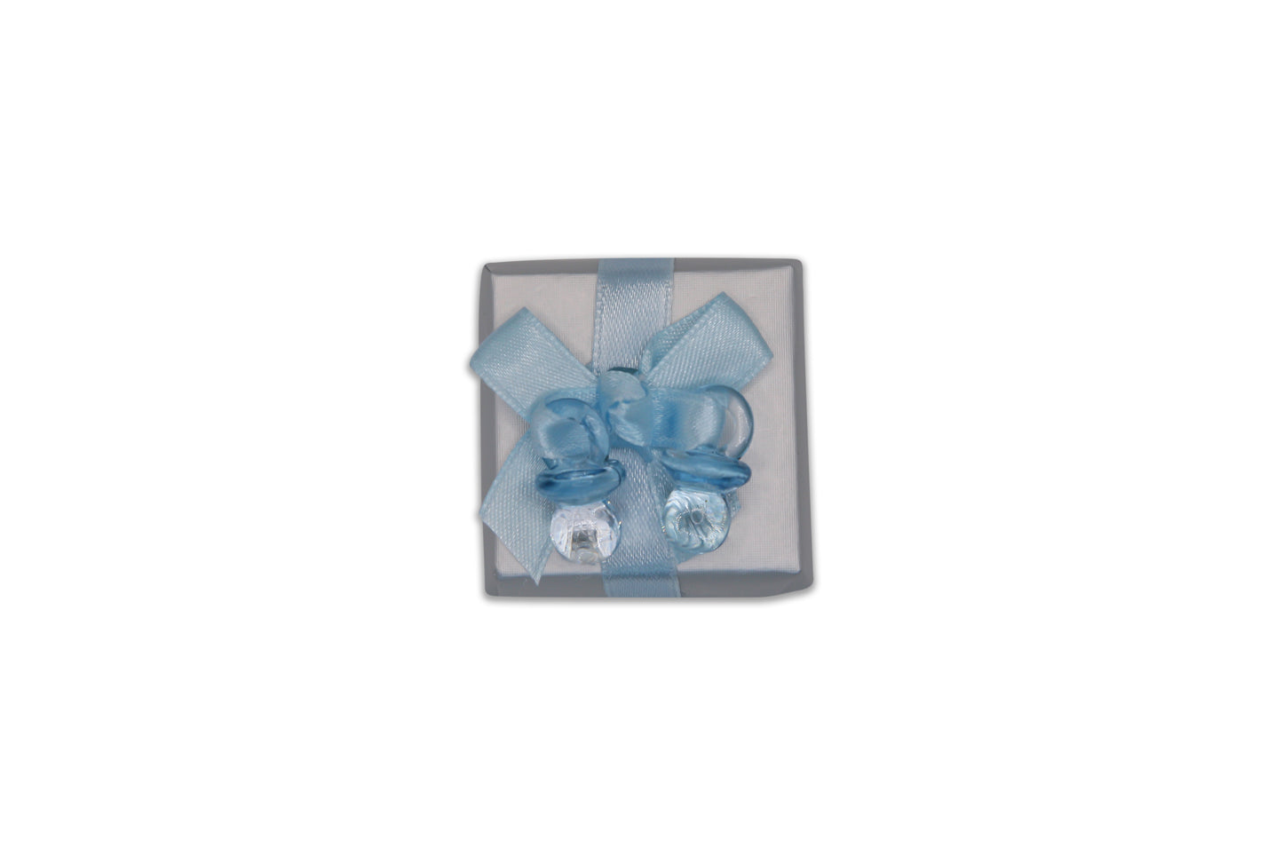 Acrylic Blue Twin Pacifiers with Blue Ribbon Wrap - Decorated Chocolates