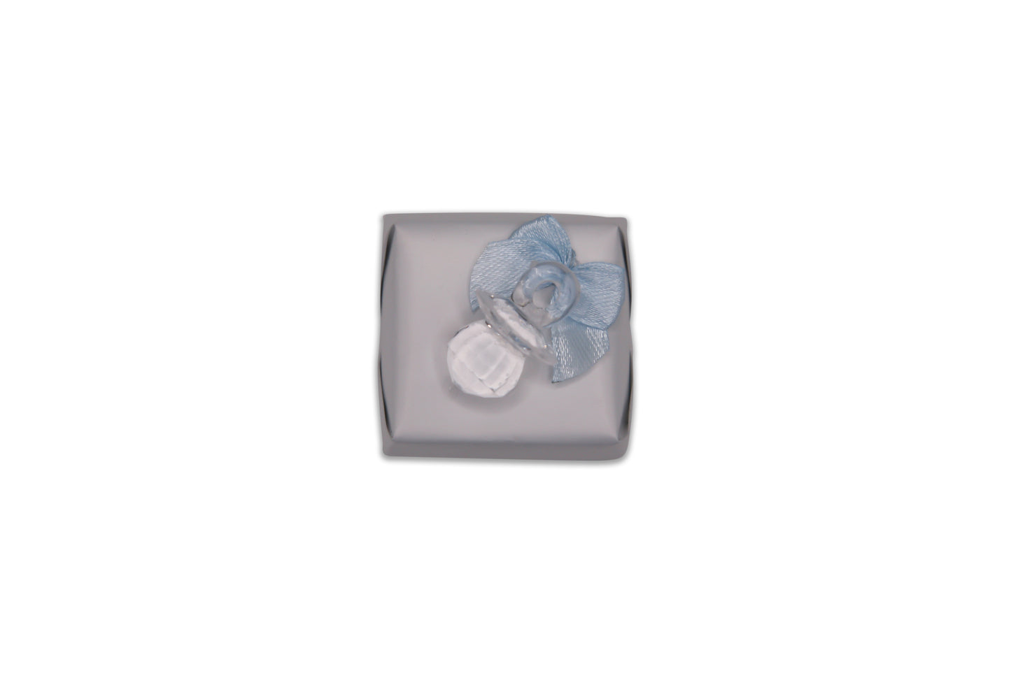Acrylic Clear Large Pacifier and Blue Bow - Decorated Chocolate