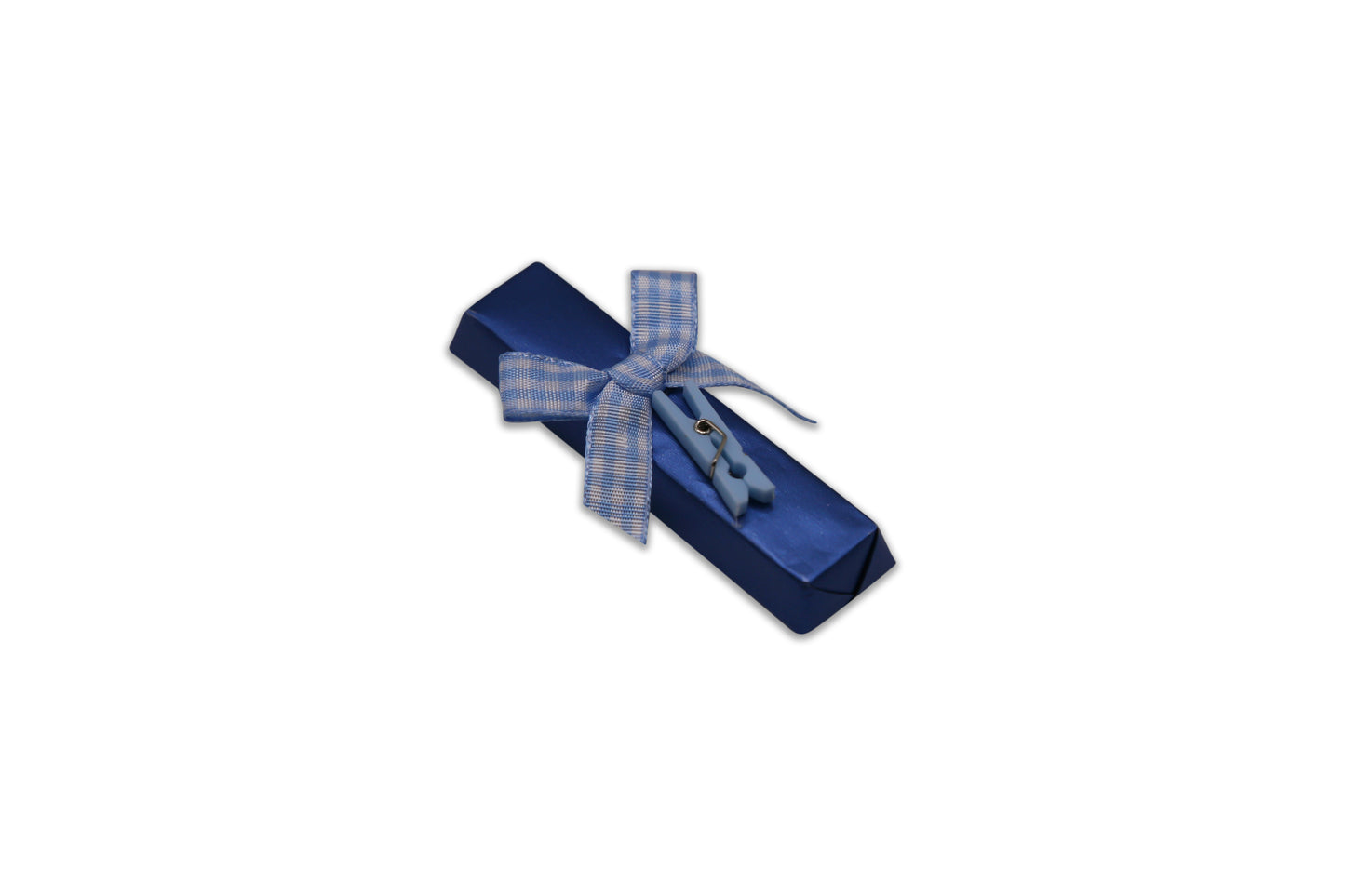 Blue Clothespin with Blue and White Bow - Dark Blue Decorated Chocolate