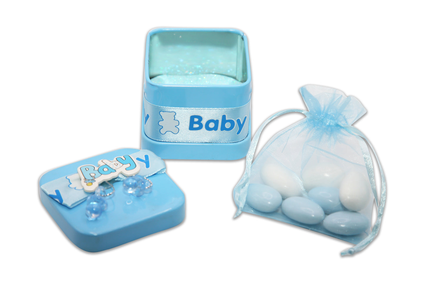 Baby Boy - Jordan Almonds Blue and White - Decorated Toy Favor