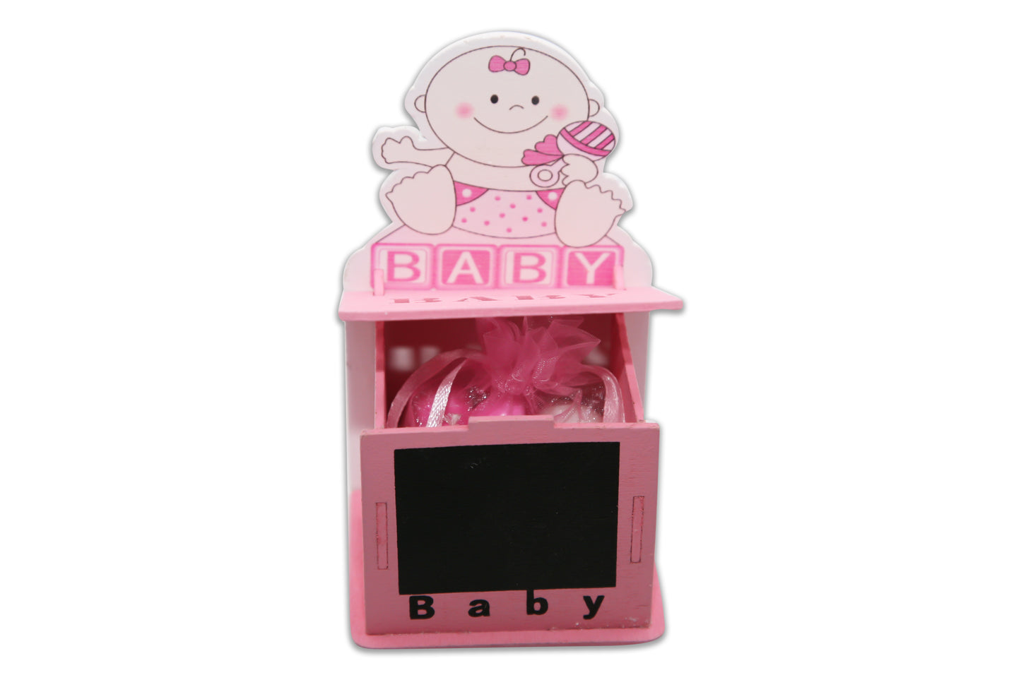 Baby Girl - Baby Shower Favor - White & Pink Jordan Almonds - Decorated Toy Favor