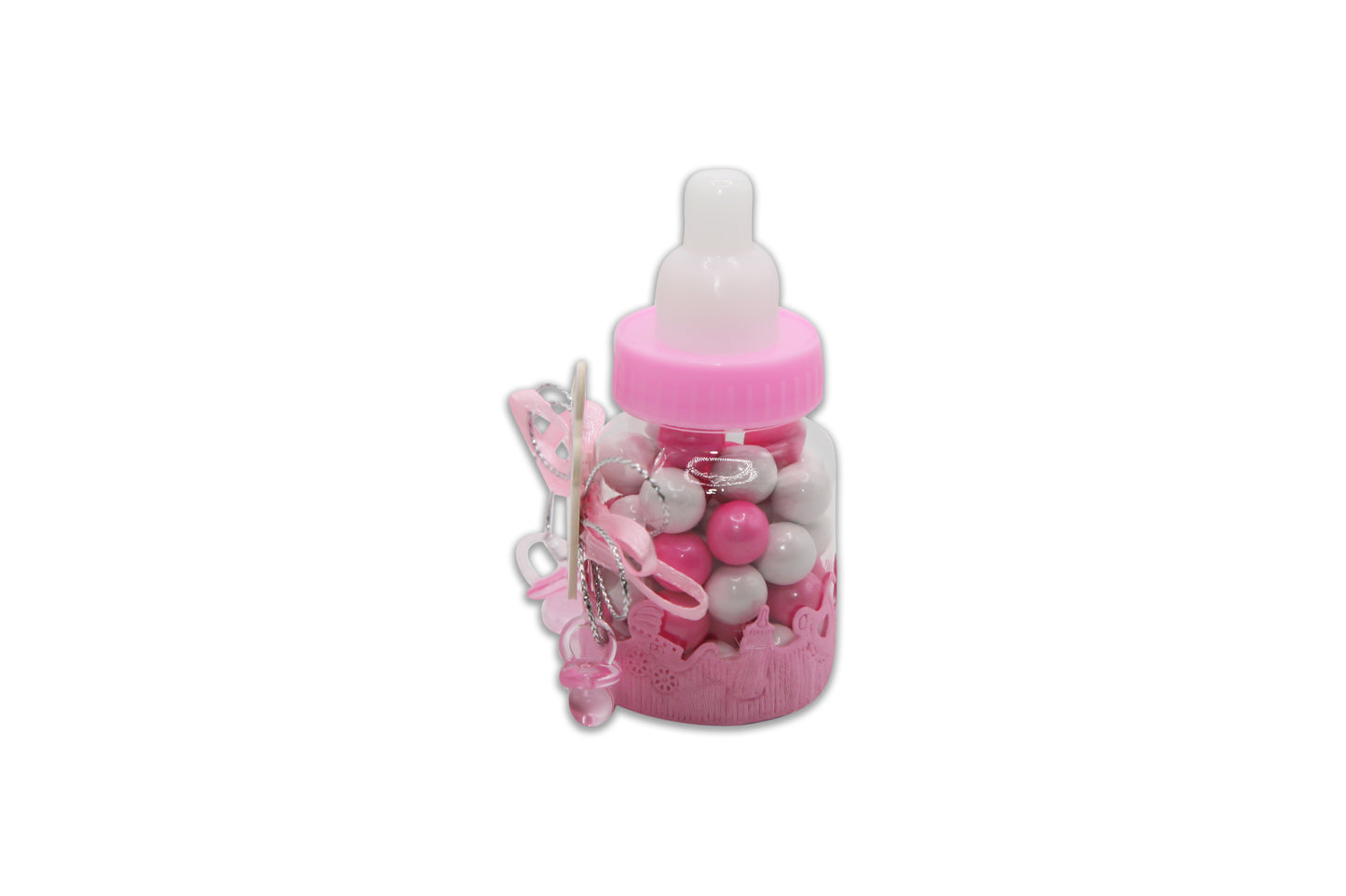 Cute Baby Bottle - Baby Girl - Pink Jordan Almonds - Decorated Toy Favor