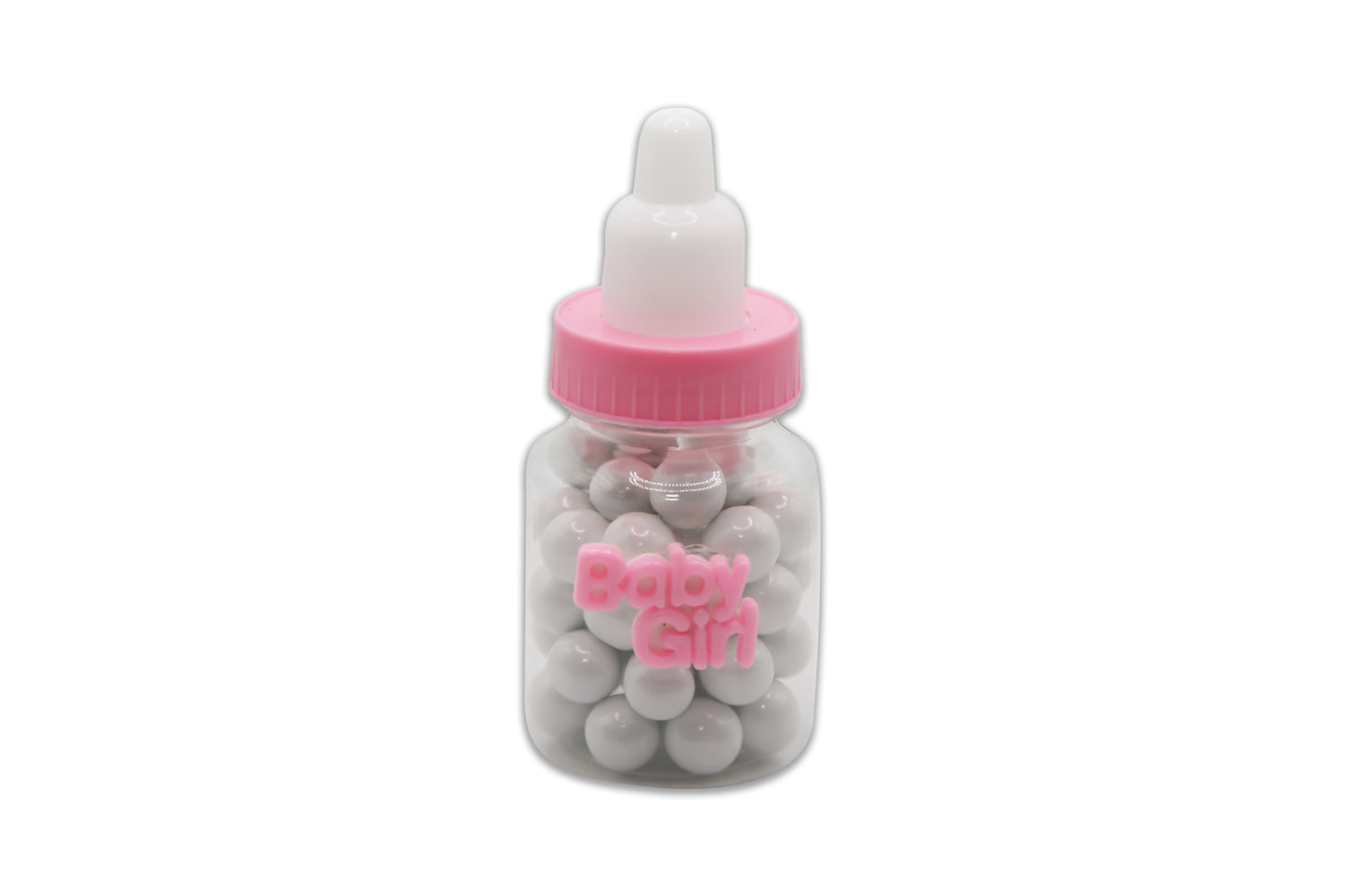 Baby Bottle with Baby Girl Sign - White Sixlets Chocolate - Decorated Toy Favor
