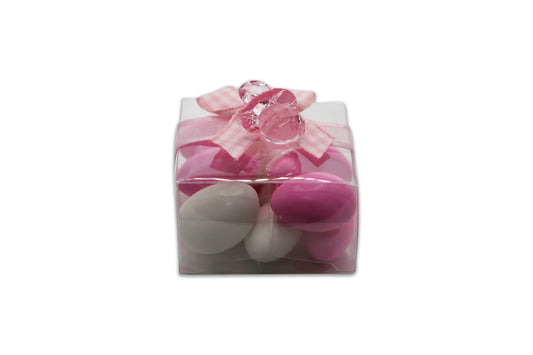Baby Girl - White & Pink Jordan Almonds - Decorated Toy Favor