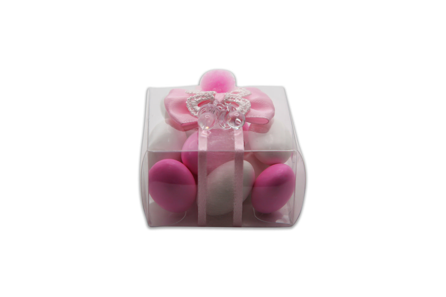 Baby Girl - White & Pink Jordan Almonds - Decorated Toy Favor