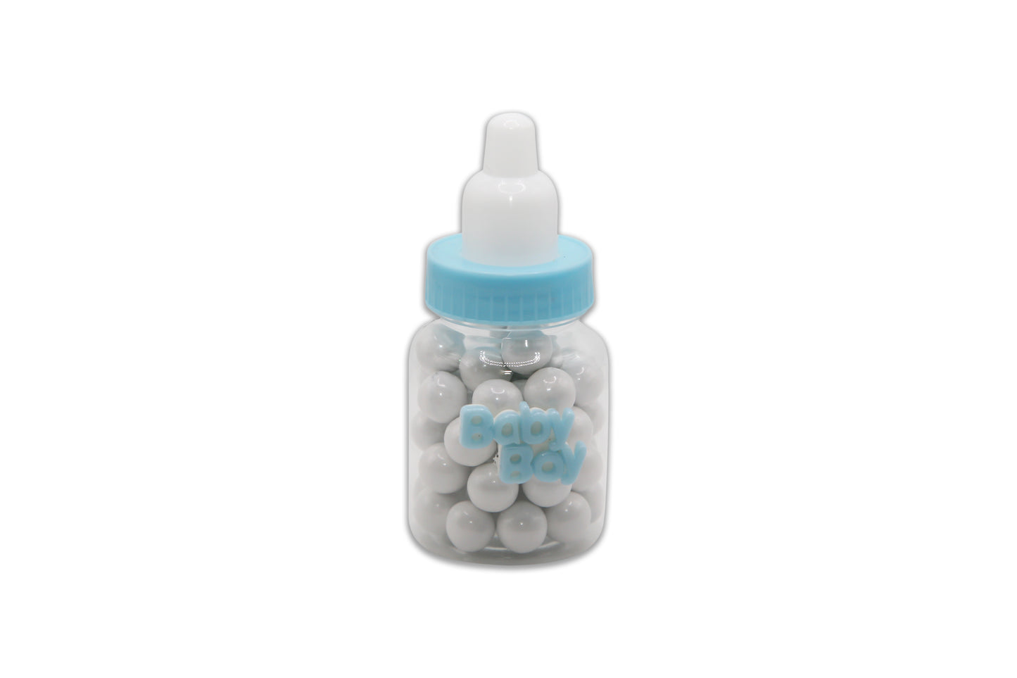 Baby Bottle with Baby Boy Sign - White Sixlets Chocolate - Decorated Toy Favor