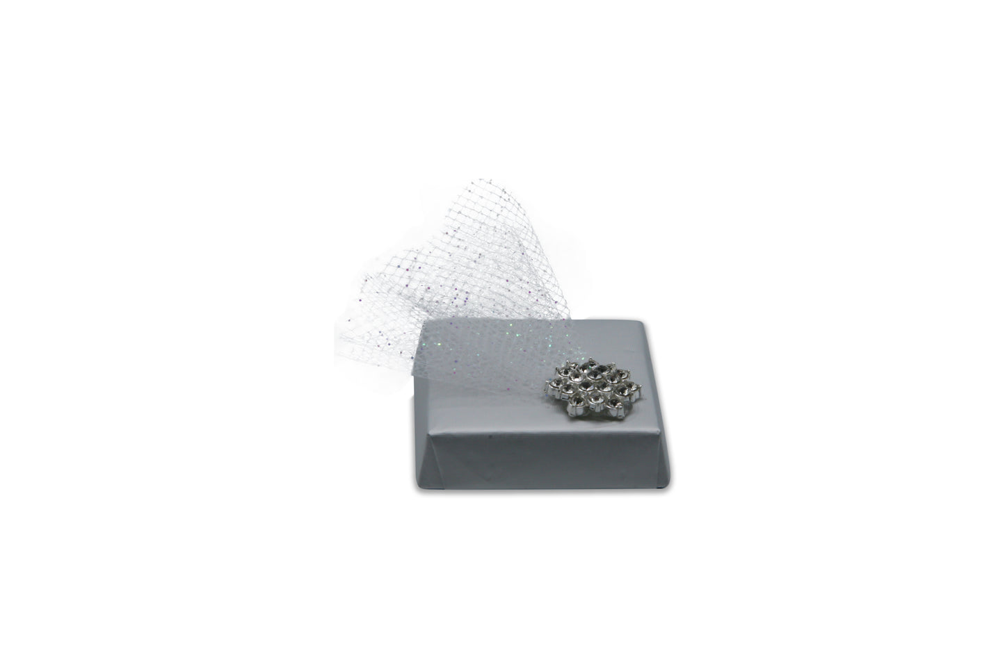 Shiny Wedding Embellishment Designed with White Tulle - Wedding Decorated Chocolate Favor