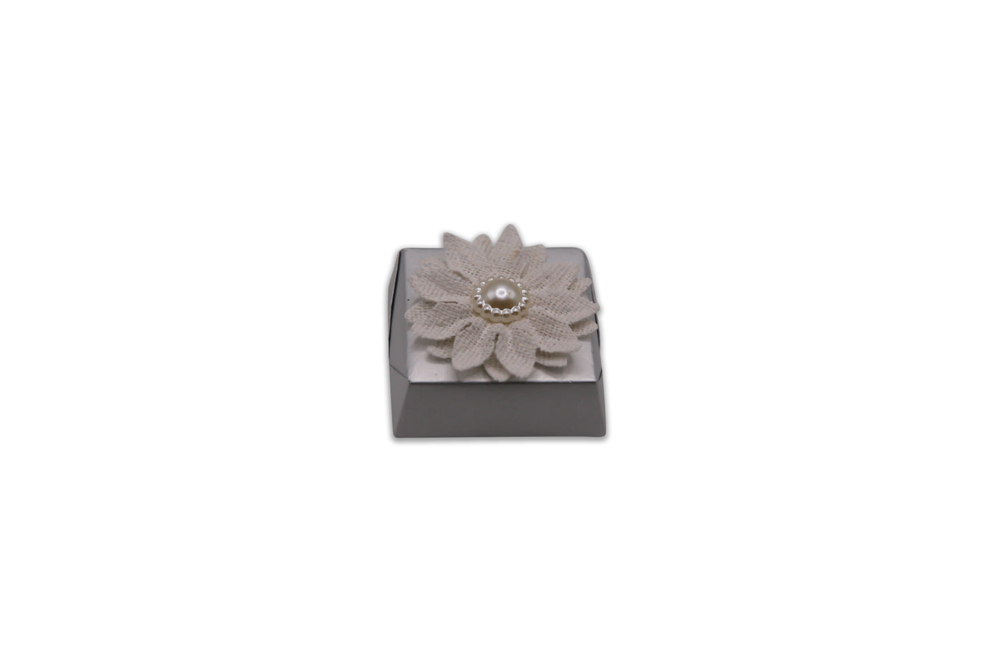 Beige Fabric Flower with Pearl - Wedding Decorated Chocolate Favor