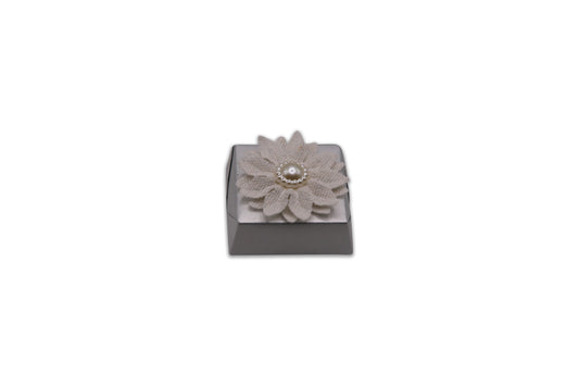Beige Fabric Flower with Pearl - Wedding Decorated Chocolate Favor