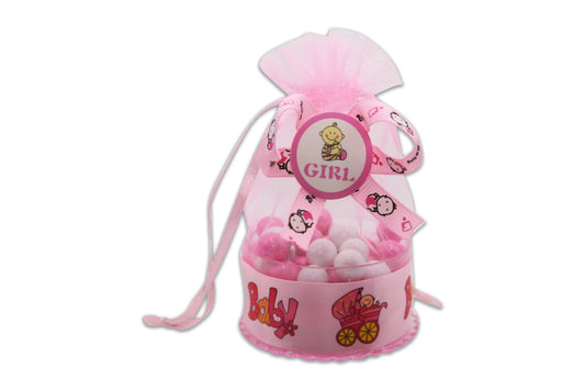 Baby Girl - White & Pink Sixlets Chocolate - Decorated Toy Favor