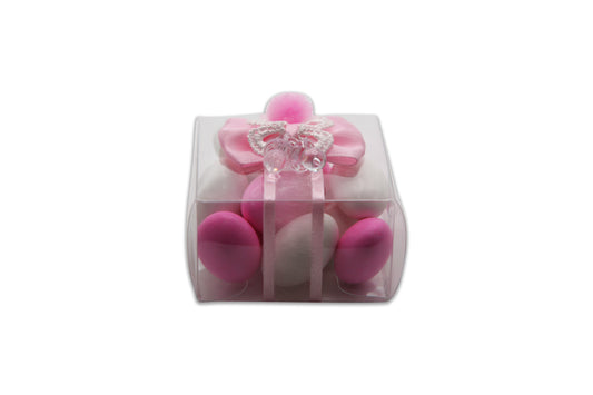 Baby Girl - White & Pink Jordan Almonds - Decorated Toy Favor