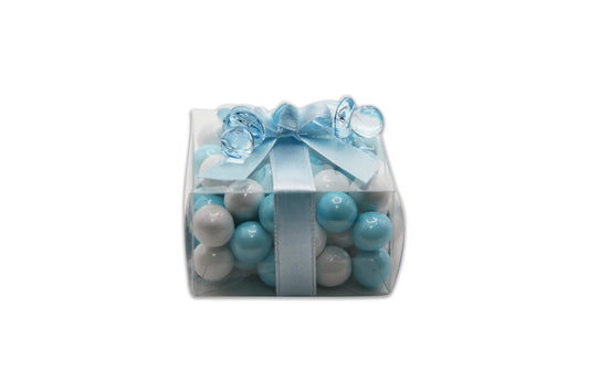 Baby Boy - White & Blue Sixlets Chocolate - Decorated Toy Favor